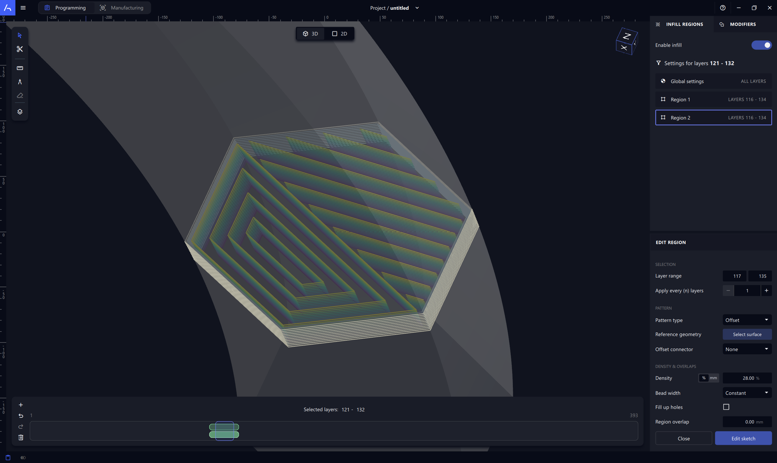 Infill Designer interface