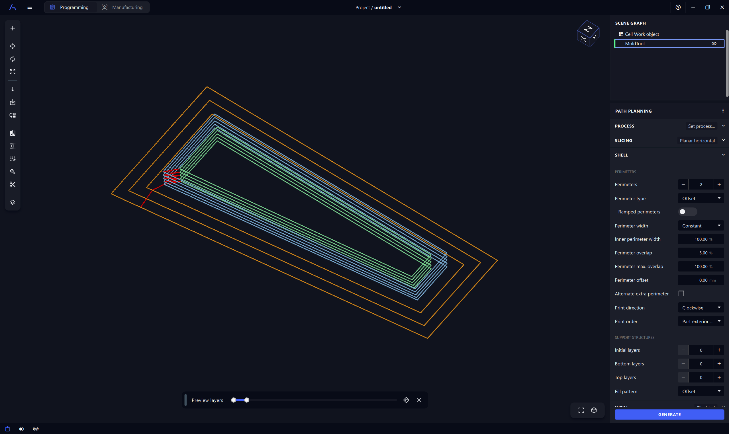 Real-time tool path preview
