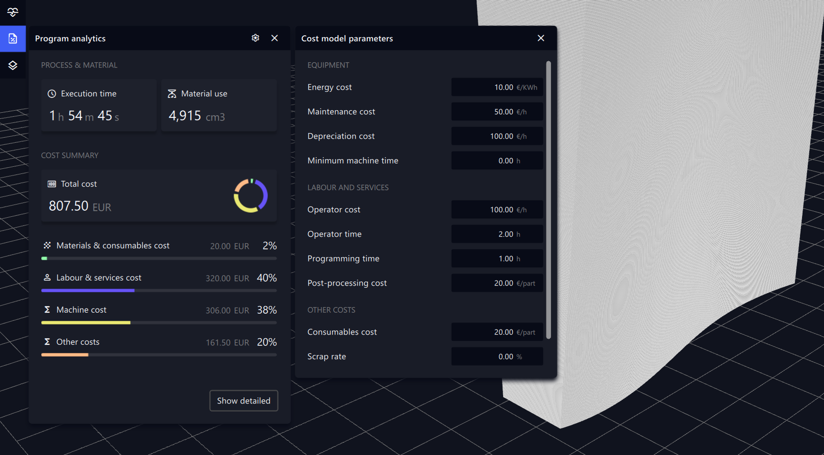 Cost model parameters